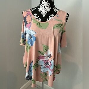 Blush Floral Cold Shoulder Blouse